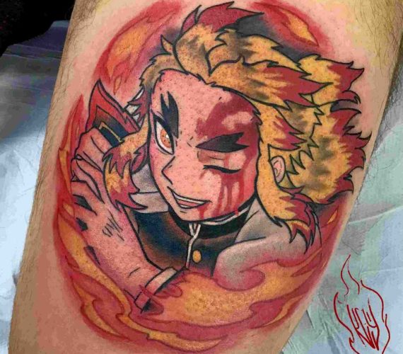 Tatuaggio Manga Polpaccio Dettaglio 1 - Soul Skin Ink Tatuaggi Piercing Trucco Permanente Parabiago