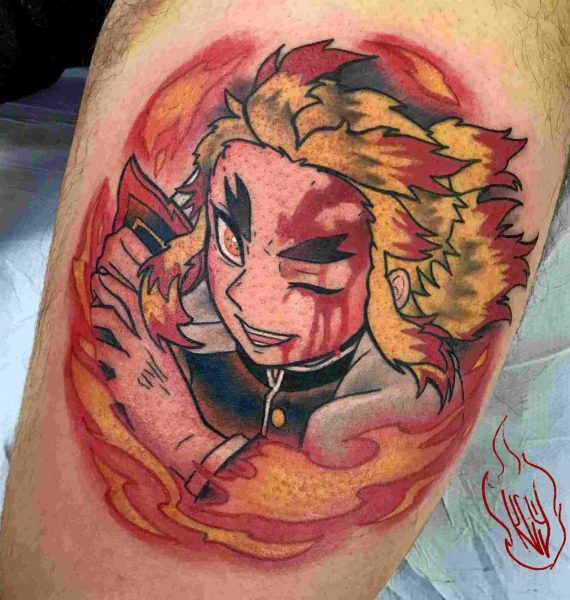 Tatuaggio Manga Polpaccio Dettaglio 1 - Soul Skin Ink Tatuaggi Piercing Trucco Permanente Parabiago